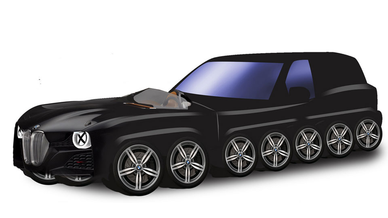 Illustration for article titled BMW Designs A 42-Wheel, 19-Engine Car To Fulfill One Child's Fantasy